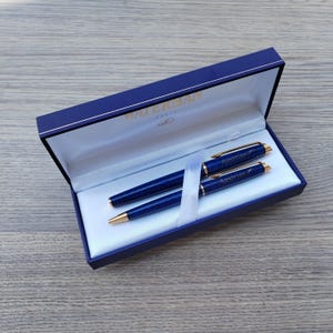 Vintage VERY RARE 1990&#39;s NOS Waterman Hemisphere Austrian Airlines Blue Marble Set Boxed