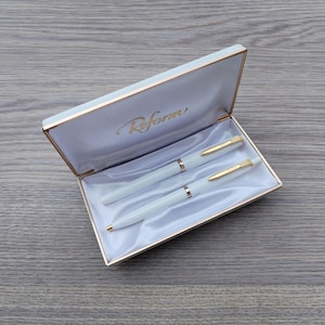Reform White Wedding Writing SET  14C-585 Gold F Nib Boxed Vintage VERY RARE 1980&#39;s