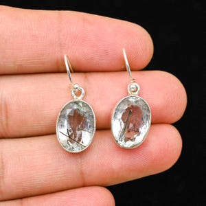 Black Rutile Quartz Earring, 925 Solid Silver Earrings, Dangle Earrings, Handmade Earrings, Gemstone Earrings, Drop Earrings, Gift for Her