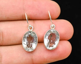 Black Rutile Quartz Earring, 925 Solid Silver Earrings, Dangle Earrings, Handmade Earrings, Gemstone Earrings, Drop Earrings, Gift for Her
