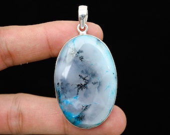 Dendrite Opal Pendant, Solid Silver Dendrite Pendant, Pendant For Women, 925 Solid Silver Pendant Necklace, Handmade Pendant, Gift For Mom