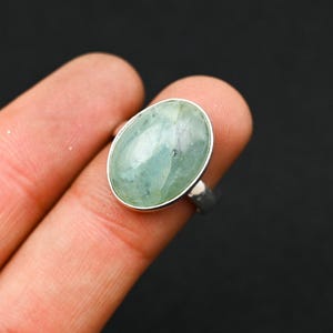 Aquamarine Ring Gemstone Ring 925 Solid Silver Ring Aquamarine Jewelry Statement Ring Silver Ring for Women Gift for Her Promise Ring