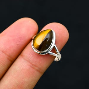 Tiger Eye Silver Ring, Tiger Eye Gemstone Ring, 925 Solid Sterling Silver Ring, Ring For Wife, Valentine Day Gift For Her, Bohemian Ring