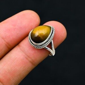 Natural Tiger Eye Silver Ring, Tiger Eye Gemstone Ring, 925 Solid Sterling Silver Ring, Ring For Wife, Valentine Day Gift For Mom Ring