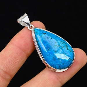 Turquoise Silver Pendant, Natural Turquoise Pendant, 925 Silver Sterling Pendant, Crystal Pendant, Gift For Her, June Birthstone, For Mom