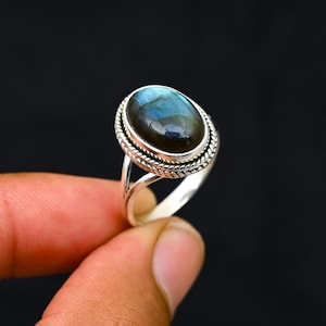 Labradorit Massiv Silber Ring, 925 Sterling Silber, Statement Ring, Oval Edelstein Ring, Geburtstagsgeschenk, Valentinstag Geschenk, Silber Schmuck