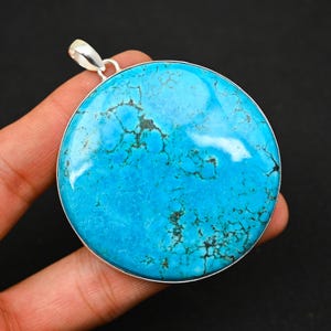 Turquoise Pendant, Silver Gemstone Pendant, 925 Solid Sterling Silver Pendant, Handmade Pendant, Boho Pendant, Silver Pendant, For Wedding