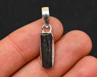 Black Tourmaline Rough Gemstone Pendant Handmade Pendant, 925 Solid Silver Jewelry, Healing Jewelry, Mini Pendant Jewelry, Valentine Gifts