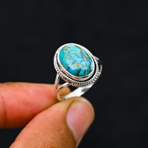 Blue Copper Turquoise Ring, Turquoise Ring, Solid Silver Ring, Bohemian Ring, Turquoise Ring, Statement Ring, Ring for Women, Promise Ring