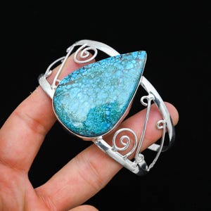 Turquoise Cuff Bangle, 925 Solid Silver, Handmade Bangle Women, Turquoise Gemstone, Delicate Bangles, Cuff Silver Bangles Gift For Her