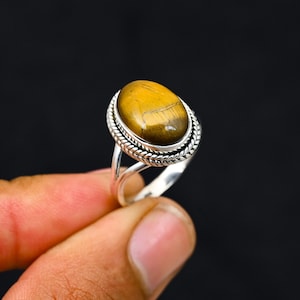 Tiger Eye Silver Ring, Tiger Eye Gemstone Ring, 925 Solid Sterling Silver Ring, Ring For Wife, Valentine Day Gift For Her, Victorian Ring