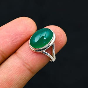 Natural Green Onyx Rings, Handmade Ring, 925 Solid Sterling Silver Jewelry, Delicate Rings, Oval Onyx Stone Ring, Women Rings, Wedding Gift