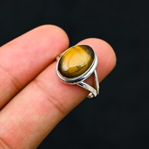 Tiger Eye Silver Ring, Tiger Eye Gemstone Ring, 925 Solid Sterling Silver Ring, Ring For Wife, Valentine Day Gift For Mom, Bohemian Ring