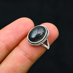 Black Rutile Quartz Ring, Handmade Ring, 925 Solid Sterling Silver Jewelry, Delicate Ring, Oval Quartz Stone Ring, Women Ring, Gift For Mom