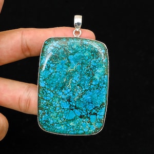 Turquoise Pendant, Silver Gemstone Pendant, 925 Solid Sterling Silver Pendant, Handmade Pendant, Boho Pendant, Silver Pendant, For Valentine