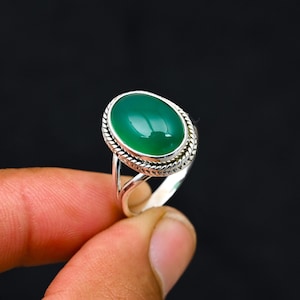 Green Onyx Rings, Handmade Ring, 925 Solid Sterling Silver Jewelry, Delicate Rings, Natural Oval Onyx Stone Ring, Women Rings, Wedding Gift