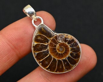 Ammonite Fossil Pendant Natural Gemstone Jewelry Handmade Pendant 925 Solid Sterling Silver Pendant Wedding Jewelry Dainty Pendant For Her