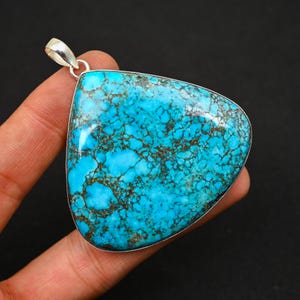 Turquoise Pendant, Turquoise Silver Pendant, 925 Solid Silver Sterling Pendant, Crystal Pendant, Gift For Her, December Birthstone For Gift