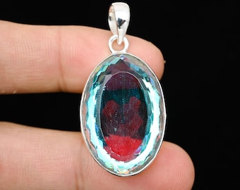 Ręcznie robiony wisiorek z kryształkami anioła Aura Quartz ze srebra próby 925