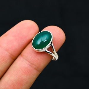Green Onyx Rings, Handmade Ring, 925 Solid Sterling Silver Jewelry, Delicate Rings, Natural Oval Onyx Stone Ring, Women Rings, Birthday Gift