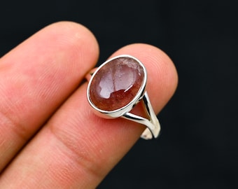 Zonnesteenring, 925 massief zilveren ring, ovale edelsteenring, dameszilveren ring, handgemaakte sieradenring Healing Crystal Ring, voor jubileum