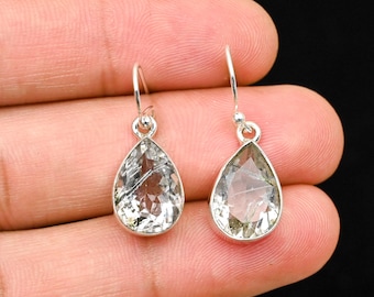 Natural Black Rutile Quartz Gemstone, 925 Solid Silver Earring, 925 Stamped Gemstone Black Rutile Designer Silver Earring Gift For Wedding