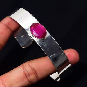 Ruby Bangle, 925 Sterling Silver, Handmade Bangle, Ruby Gemstone, Delicate Bangles, Cuff Silver Bangles Gift For Wedding