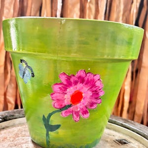 hand painted flower clay pot
