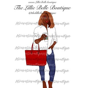 Coffee Run African American Woman PNG Clip Art Fashion Illustration Sublimation Print Then Cut Cricut Silhouette