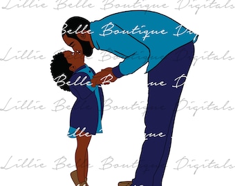 Tip Toes Father and Daughther Father&#39;s Day ... African American Man PNG SVG Vector
