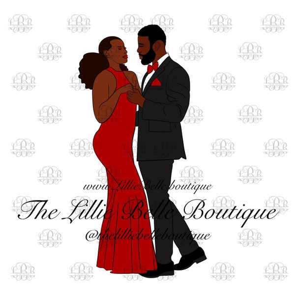 Moonlight Dance Black Love Black Couple  African American Couple Black Art Illustration PNG Print Then Cut Cricut Silhouette Sublimation