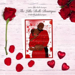 Embrace Black Love African American Greeting Card Happy Valentine&#39;s Day Card Happy Anniversary Card