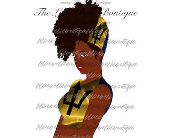 Barbados Pride Caribbean Carnival African American Woman PNG Sublimation Print Then Cut Cricut Silhouette