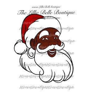 Black Santa African American Christmas Cricut Silhoutte PNG Print Then Cut Sublimation