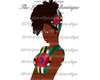 Dominica Proud Caribbean Carnival African American Woman PNG Sublimation Print Then Cut Cricut Silhouette