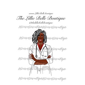 Doctor with Dreadlocks African American Woman PNG  Print Then Cut Cricut Silhouette Sublimation