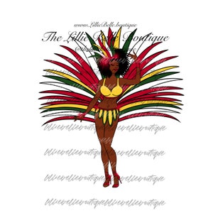 Suriname Caribbean Carnival African American Woman PNG Sublimation Print Then Cut Cricut Silhouette