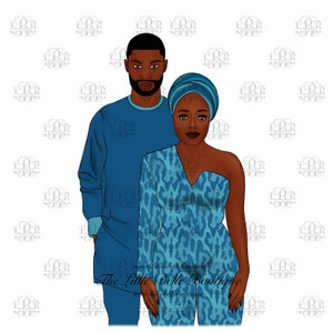 Afrikanisches Paar Afrikanische Kleidung Schwarze Liebe Afroamerikanerpaar Schwarze Kunst PNG Vektor Illustration Sublimation