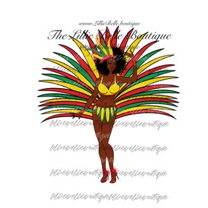 Grenada Caribbean Carnival African American Woman PNG Sublimation Print Then Cut Cricut Silhouette