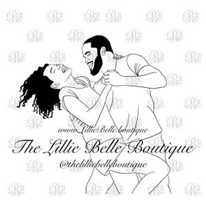 Lovely Dip Black Love Black Couple  African American Couple Black Art Illustration PNG Print Then Cut Cricut Silhouette Sublimation
