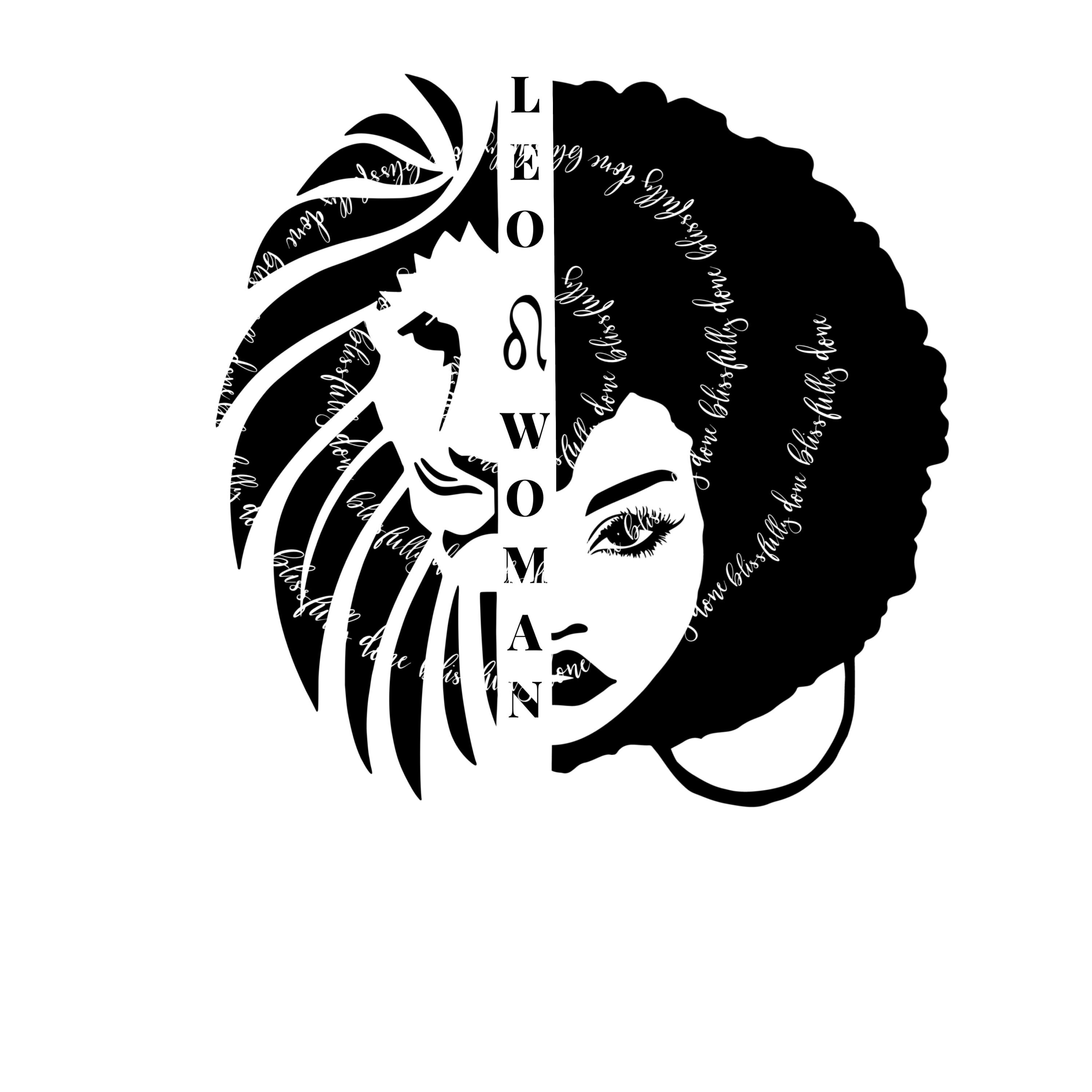 Download Leo Woman with Afro ... African American Woman PNG SVG | Etsy
