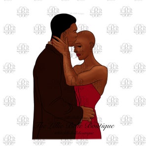 Peace Black Love Black Couple  African American Couple Alopecia Black Art Illustration PNG Print Then Cut Cricut Silhouette Sublimation