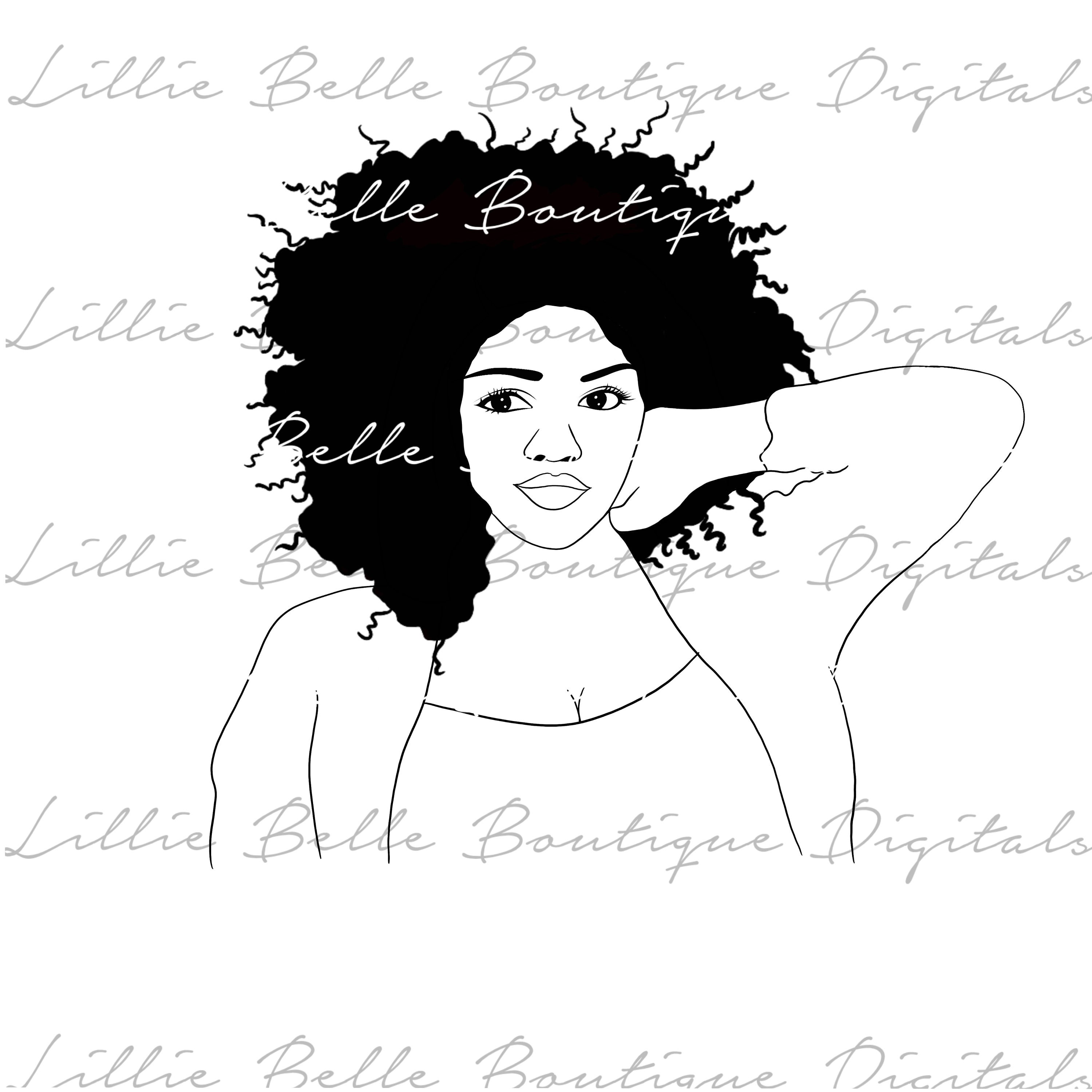 Cricut Silhouette Shouldering .. African American Woman with Afro PNG SVG