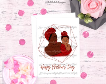 Mama and Daughter African American Mother's Day Card Black Mother Greeting Card Black Queen Black Mom Black Mama Grandma Grandmother Nana