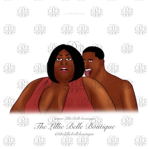 Big Love Black Love Black Couple African American Couple Alopecia Black Art Illustration PNG Print Then Cut Cricut Silhouette Sublimation