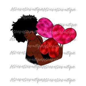 Valentine&#39;s Day African American Woman PNG SVG Print Then Cut Cricut Silhouette Sublimation