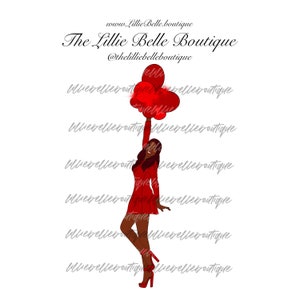 Flying High African American Woman with Balloons PNG Clip Art Fashion Illustration Sublimation Print Then Cut Cricut Silhouette