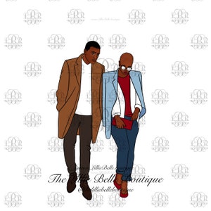 Walking Black Love Black Couple African American Couple Alopecia Black Art Illustration PNG Print Then Cut Cricut Silhouette Sublimation