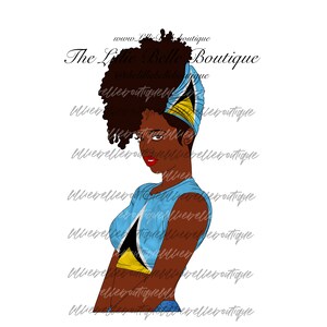 Saint Lucia Proud Caribbean Carnival African American Woman PNG Sublimation Print Then Cut Cricut Silhouette