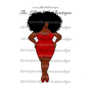That Afro Curvy African American Woman Plus Size BBW PNG Sublimation Cricut Silhouette